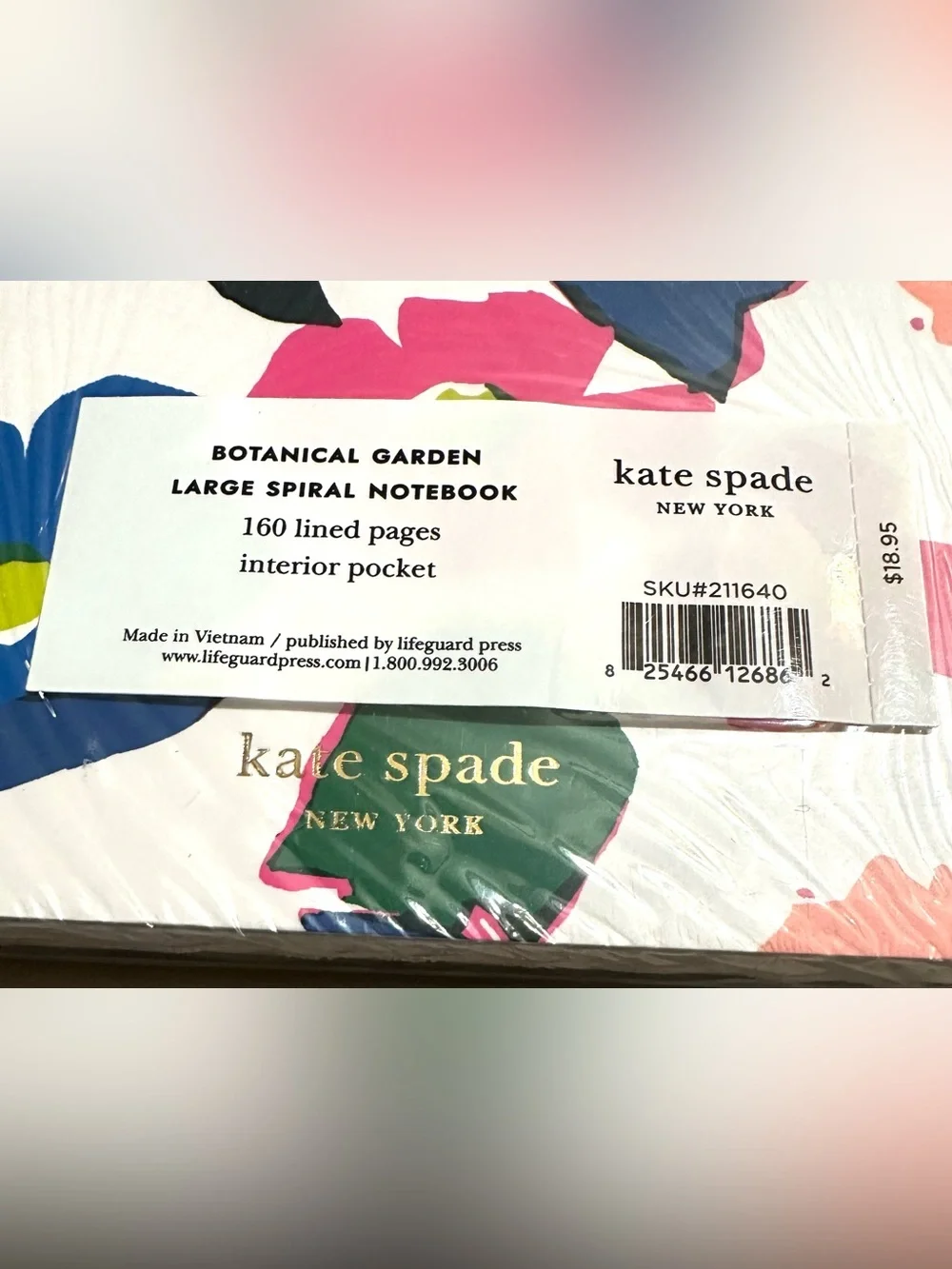 NEW Kate Spade New York Large Spiral Notebook w/160 Lined Pages Interior Pocket